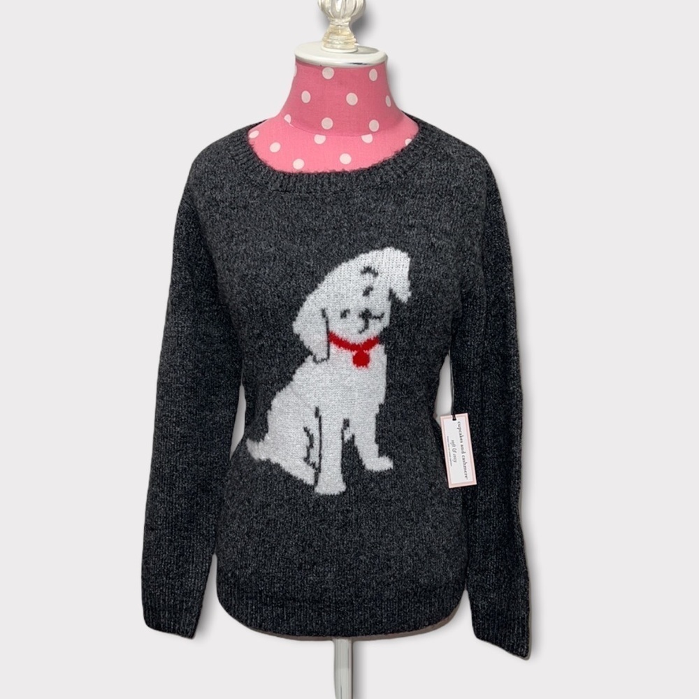 CUPCAKES & CASHMERE CHARCOAL GREY DOGGIE SWEATER.  NWT